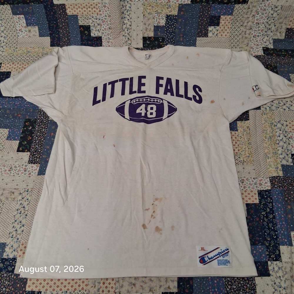 Vintage 80s Champion Little Falls Football Jersey Mens XL Number 48 USA